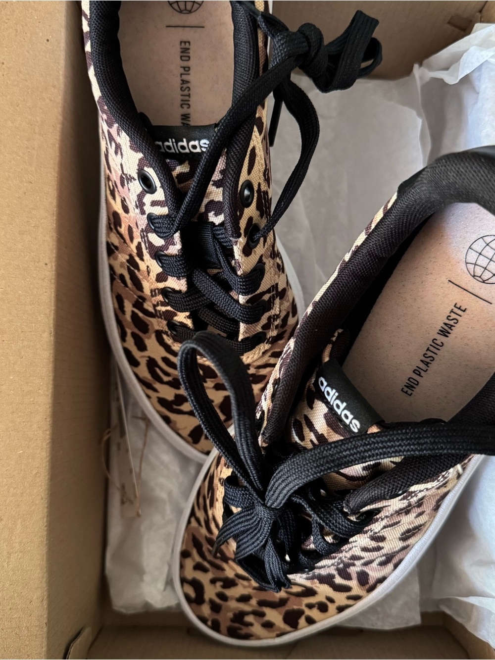 adidas Women’s Leopard Print Sneakers - Tan & Black Vulcraid3r